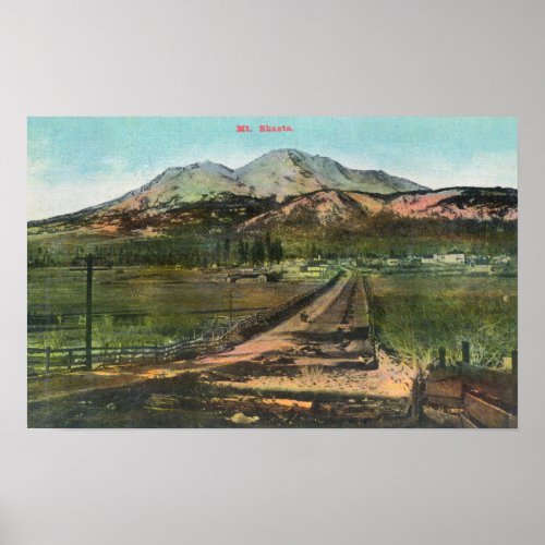 Aerial View of the Valley and Mt Shasta Poster