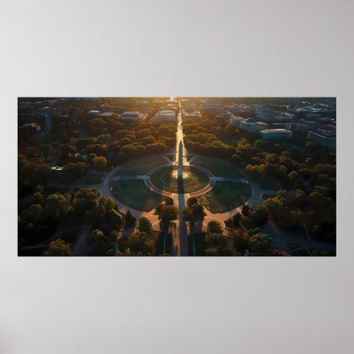 Aerial View of the Washington Monument at Sunrise Poster
