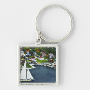 Aerial View of the Waterfront 2 Keychain