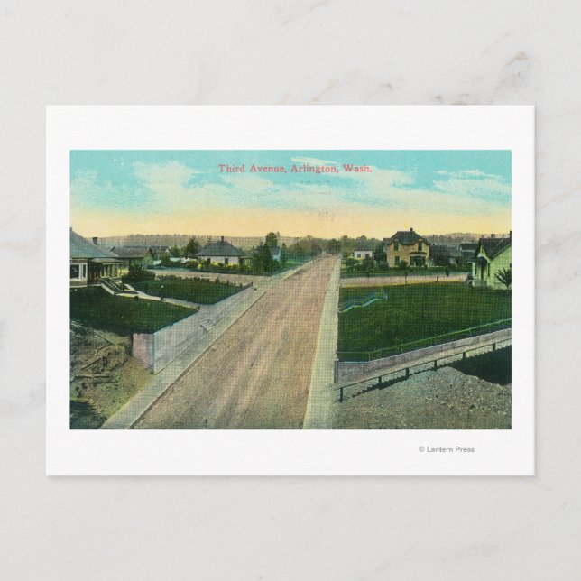 Aerial View of Third Avenue Postcard (Front)