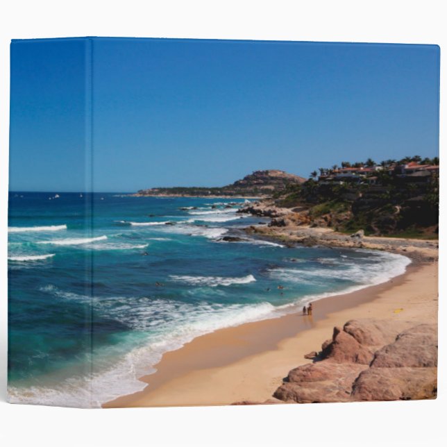 Aerial View Of Tourists Walking On Tropical Beach Binder (Front/Spine)