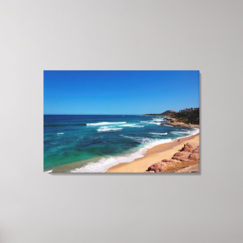 Aerial View Of Tourists Walking On Tropical Beach Canvas Print