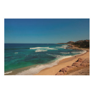 Aerial View Of Tourists Walking On Tropical Beach Wood Wall Decor