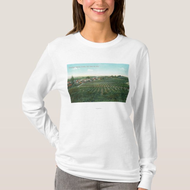 Aerial View of Town, Sonoma County from the Hill T-Shirt (Front)