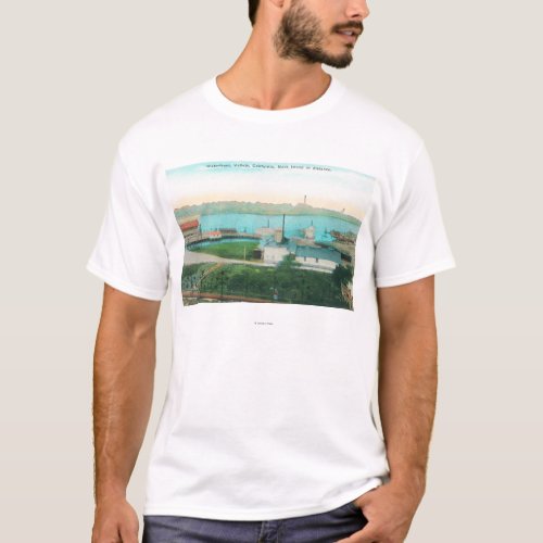 Aerial View of Vallejo Waterfront and Mare Islan T_Shirt