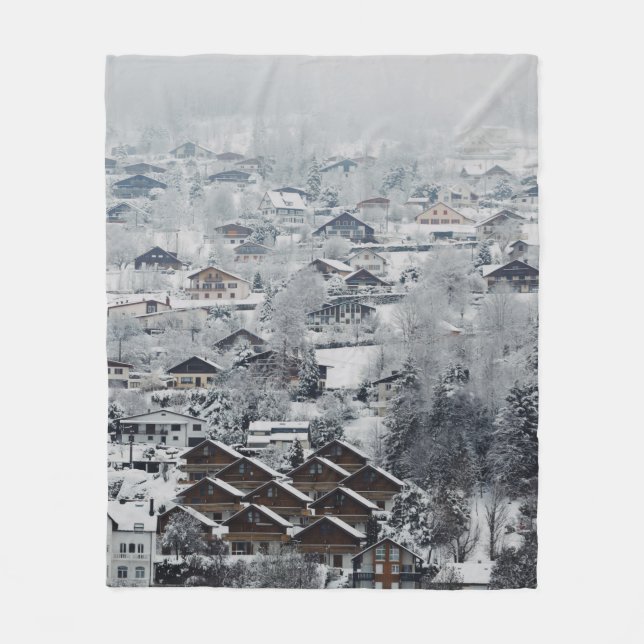 AERIAL VIEW OF VILLAGE COVERED WITH SNOW FLEECE BLANKET (Front)