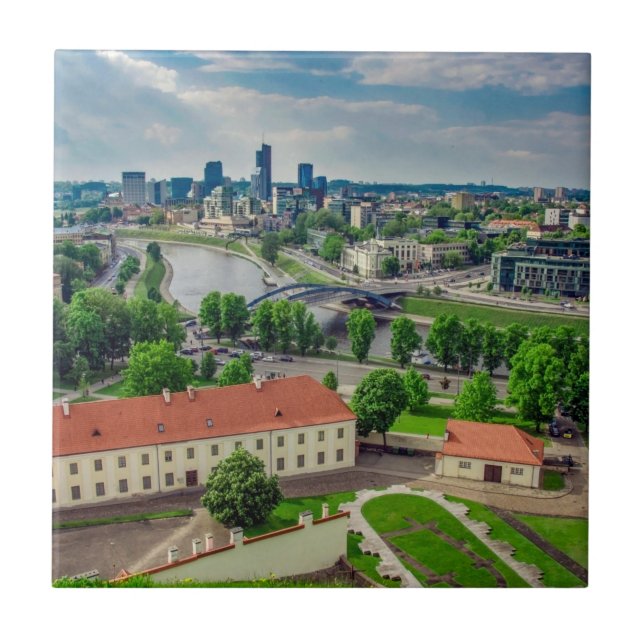 Aerial view of Vilnius, Lithuania Ceramic Tile (Front)