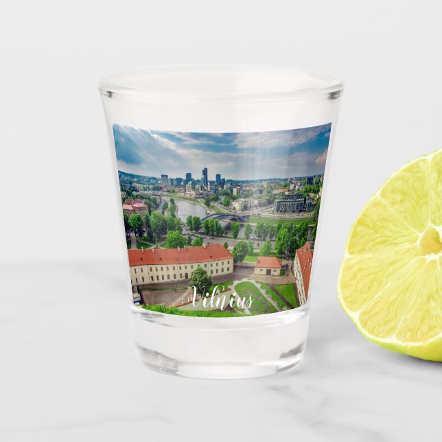 Aerial view of Vilnius, Lithuania Shot Glass (Front)