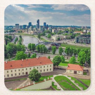 Aerial view of Vilnius, Lithuania Square Paper Coaster