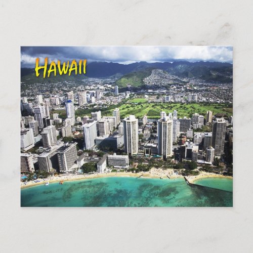 Aerial view of Waikiki Beach Oahu Hawaii Postcard
