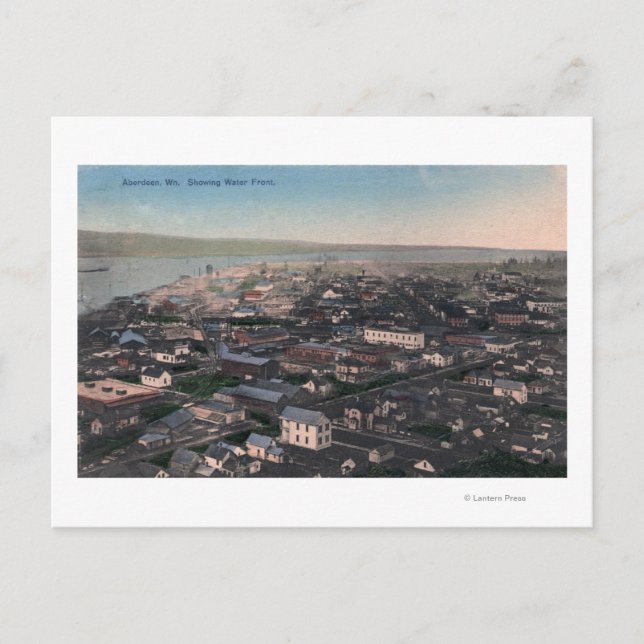 Aerial View of Waterfront and City Postcard (Front)