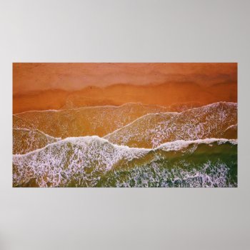Aerial View Of Waves Crashing On A Beach Poster by EnhancedImages at Zazzle
