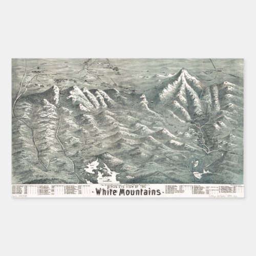 Aerial View of White Mountains New Hampshire 1890 Rectangular Sticker