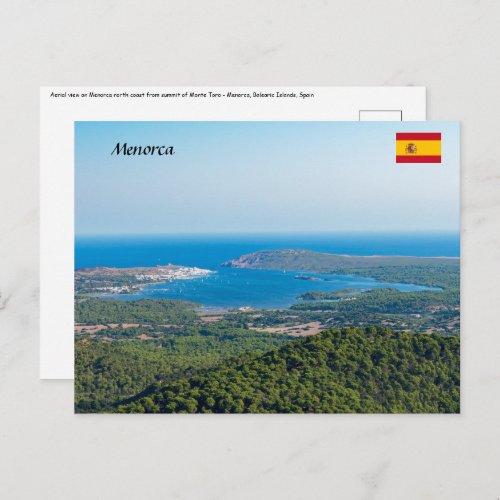 Aerial view on Menorca from summit of Monte Toro Postcard