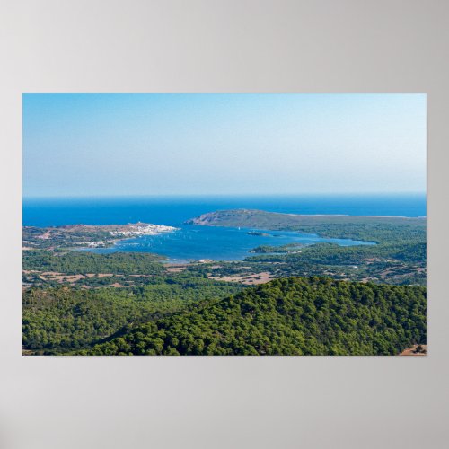 Aerial view on Menorca from summit of Monte Toro Poster