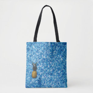 Aerial view photography of pineapple on body of wa tote bag