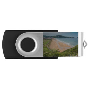 Aerial view to the Zarautz Beach, Basque Country Flash Drive