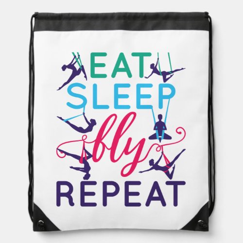 Aerial Yoga Eat Sleep Fly Repeat Drawstring Bag