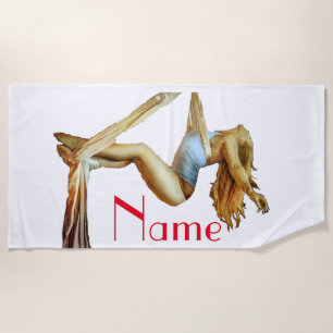 Aerial yoga fitness Thunder_Cove  Beach Towel