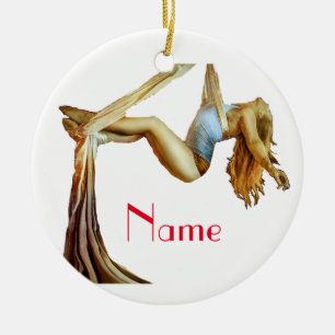 Aerial yoga fitness Thunder_Cove Ceramic Ornament