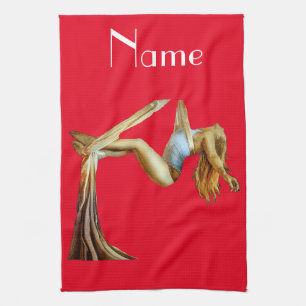 Aerial yoga fitness Thunder_Cove Kitchen Towel