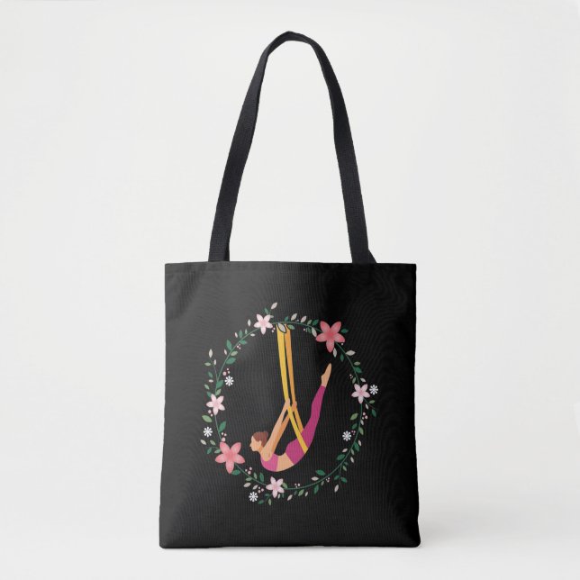 Aerial Yoga Flower Acrobatic Sport Woman Aerialist Tote Bag (Front)