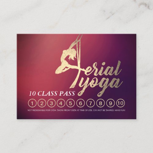 Aerial YOGA Instructor 10 Class Pass Appointment Loyalty Card