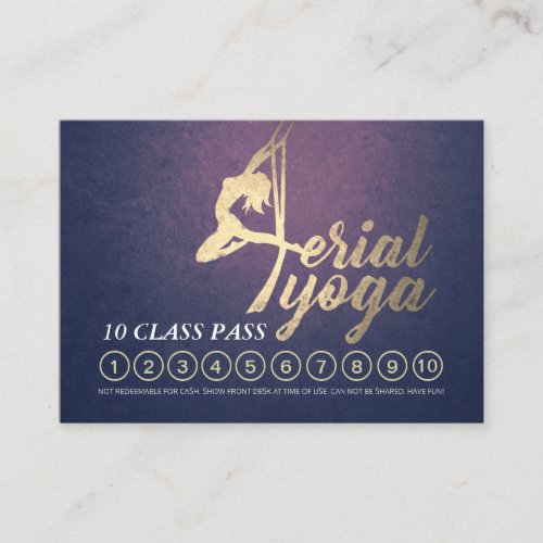 Aerial YOGA Instructor 10 Class Pass Appointment Loyalty Card