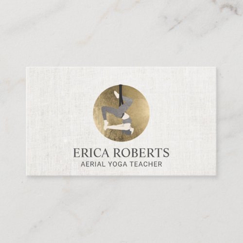 Aerial Yoga Instructor Pilates Gold Circle Business Card