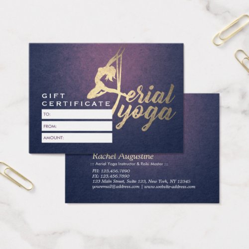 Aerial YOGA Meditation Instructor Gift Certificate