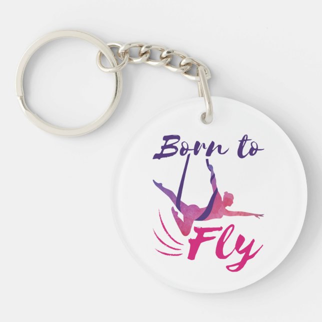 Aerial Yoga Silks Born to Fly Keychain (Front)