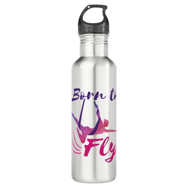 Aerial Yoga Silks Born to Fly Stainless Steel Water Bottle (Front)