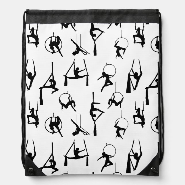 Aerialist Aerial Silks Lyra silhouettes Drawstring Bag (Front)