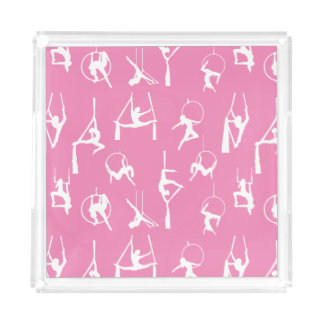 Aerialist Aerial Silks Lyra silhouettes pink Acrylic Tray