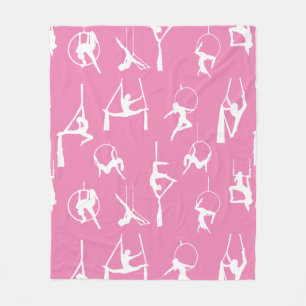 Aerialist Aerial Silks Lyra silhouettes pink Fleece Blanket