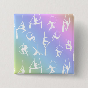 Aerialist Aerial Silks Lyra silhouettes rainbow Button