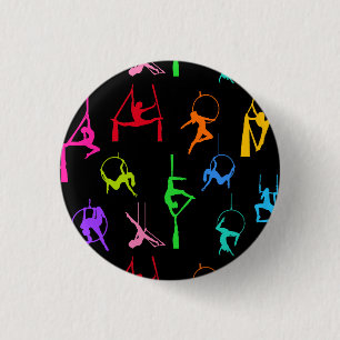 Aerialist Aerial Silks Lyra silhouettes rainbow Button