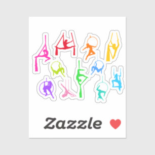 Aerialist Aerial Silks Lyra silhouettes rainbow Sticker