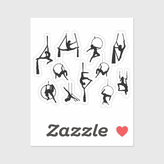 Aerialist Aerial Silks Lyra silhouettes Sticker (Sheet)