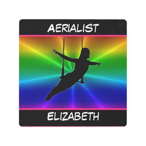 Aerialist Rainbow Burst Trapeze Metal Print
