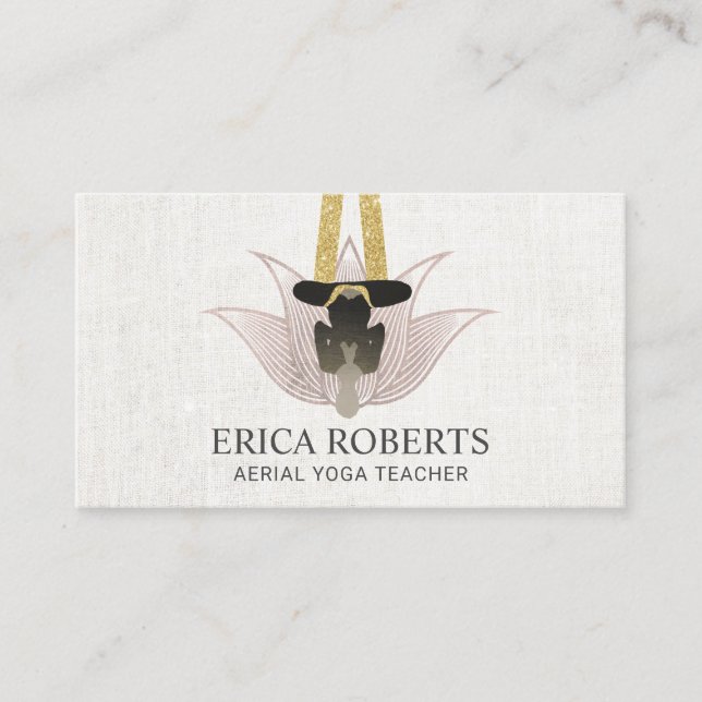 Aerialist Yoga Instructor Rose Gold Lotus Business Card (Front)