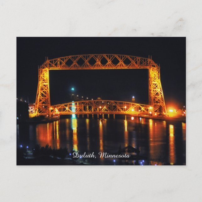 Aeriel Lift Bridge Duluth Minnesota Postcard (Front)