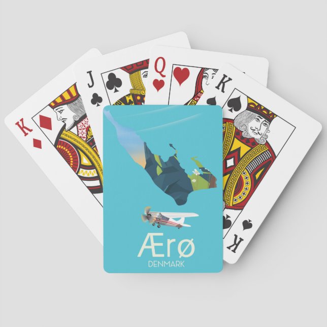 Ærø, Denmark Map travel poster Poker Cards (Back)