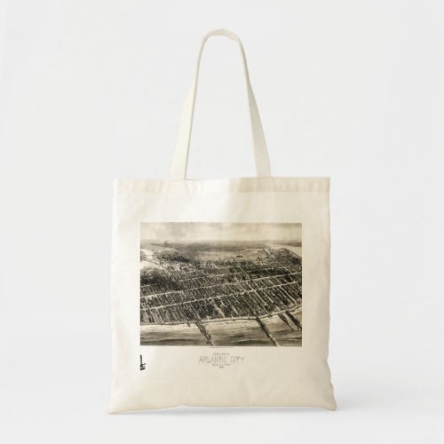 Aero view of Atlantic City New Jersey 1909 map Tote Bag