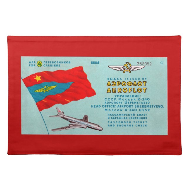 Aeroflot Passenger Ticket Cloth Placemat (Front)