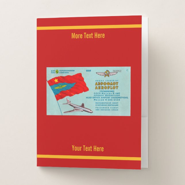 Aeroflot Passenger Ticket Pocket Folder (Front)