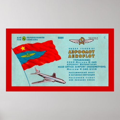 Aeroflot Passenger Ticket Poster