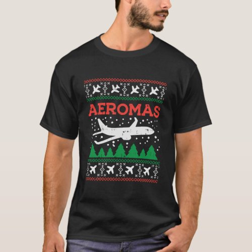 Aeromas Plane Ugly Christmas Sweater Flight Xmas P