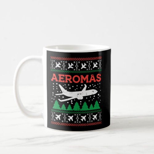 Aeromas Plane Ugly Christmas Sweater Flight Xmas P Coffee Mug