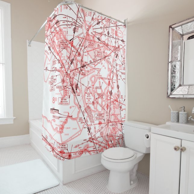 Aeronautical Chart Shower Curtain (In Situ)